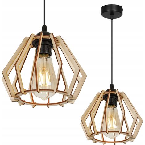 LÁMPARA DE TECHO COLGANTE LED MODERNA DE MADERA (1/5)