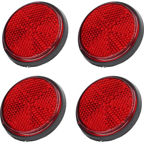 Lot de 4 réflecteurs de signalisation ronds rouges de 5 cm (2 pouces) pour vélos, semi-remorques, remorques, bateaux, vans à chevaux et scooters. (1/5)
