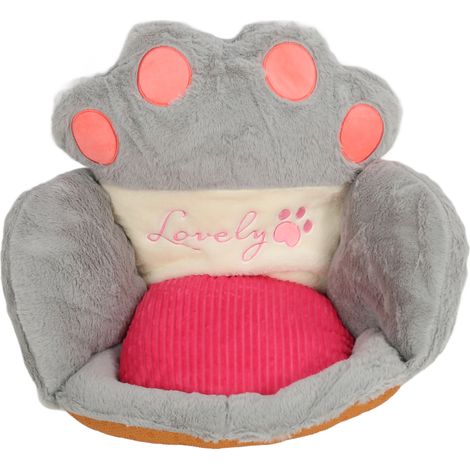 Coussin patte de chat mignon demi-entouré, coussin de chaise de bureau, tapis de sol pour chambre, salon, café, dortoir, décoration gris taille S (1/5)