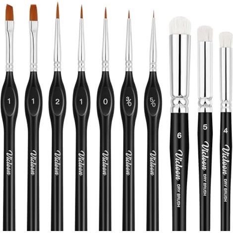 Pinceaux de précision à manche triangulaire, lot de 10 mini pinceaux pour artistes, idéaux pour les détails fins et la peinture miniature (acrylique, aquarelle, huile, 40k).