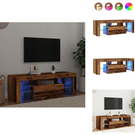 Meuble TV avec lumières LED vieux bois bois d'ingénierie - Meuble TV - Meubles TV - Support TV - Meuble Hifi (1/5)