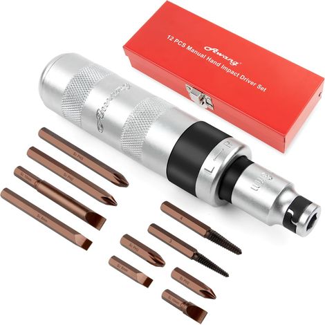 Schlagschrauber-Set – Manueller Schlagschrauber, Adapter und Bits – 12-teiliges Set, 1/2 Zoll (1/5)