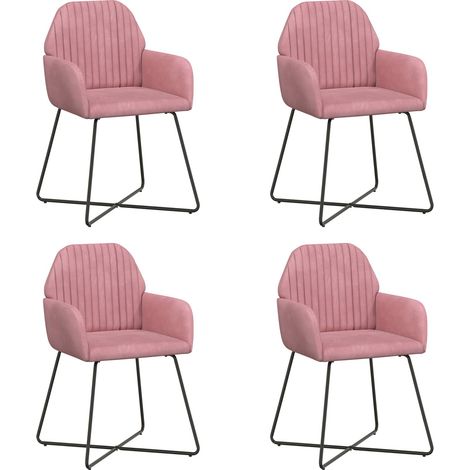 Maison Exclusive - Sedie da pranzo 4 pz Velluto Rosa 55 x 50 x 84 cm (1/5)