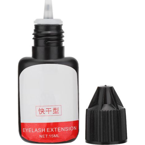 Colle longue tenue pour extensions de cils à faire soi-même (15 ml), séchage rapide, flacon rouge (1/5)