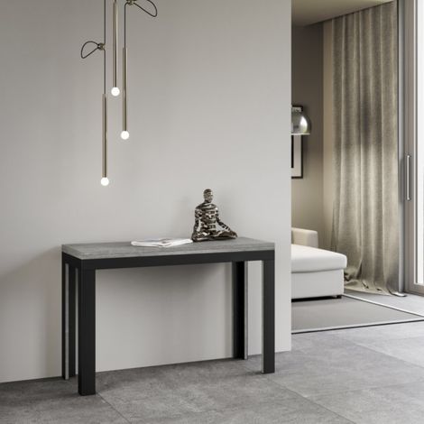 Tavolo apribile 120/200x45/90 cm Linea Double Cemento telaio Antracite (1/4)