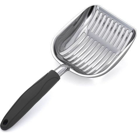 Katzenstreuschaufel Schwarz 28 cm 10,8 cm 3,5 cm 1 Stück Mittelgroße Metall-Aluminium-Schaufel Streuschaufel (1/5)