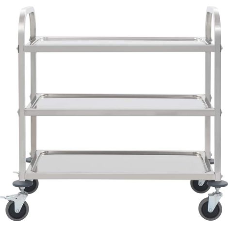 Maison Exclusive - Carrello da Cucina a 3 Livelli 95x45x83,5 cm in Acciaio Inox (1/5)