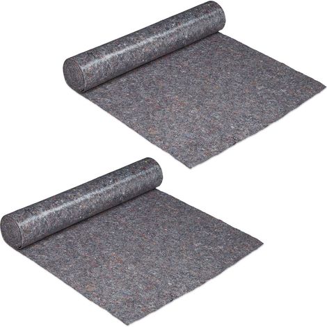 2 Vellones de pintor, Funda protectora, 1 m x 25 m = 25m², Antideslizante, Impermeable, 220g/m², Gris