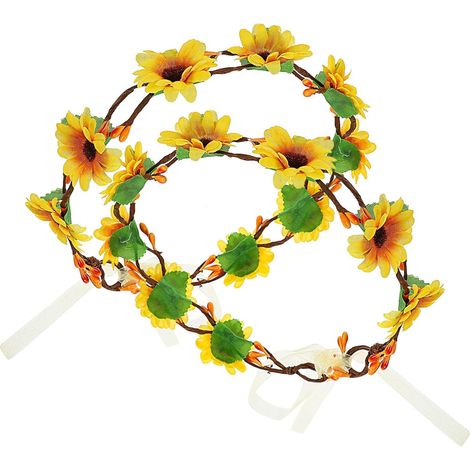 2 Pièces Couronne de Tournesols Artificiels Bandeau à Fleurs (1/5)