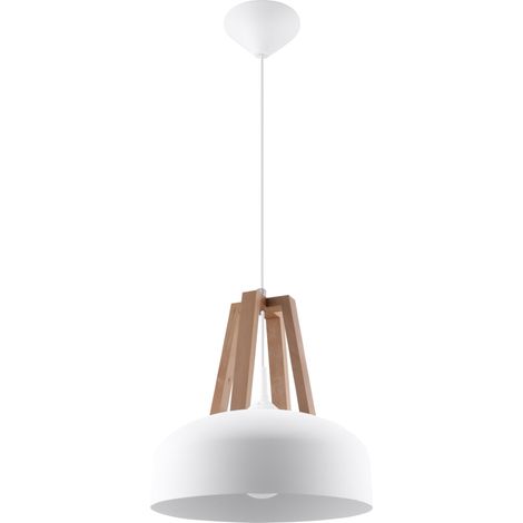 Sollux CASCO - 1 Light Dome Deckenanhänger Weiß, Naturholz, E27 (1/5)