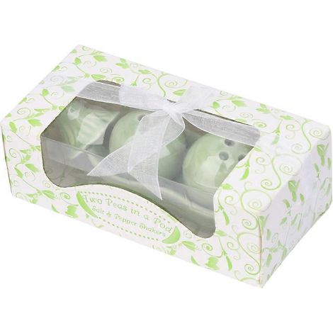 Gewürzdose „Zwei Erbsen in einer Schote“ Keramik-Salz- und Pfefferstreuer-Set, ideal als Geschenk für Hochzeitsfeiern