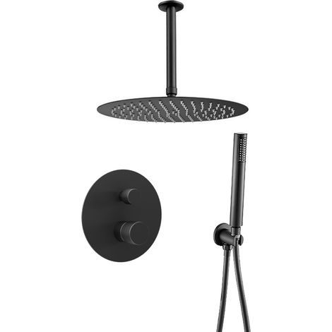 Ducha empotrada negro mate 20 cm monomando 2 vías Besaya de Valaz (BY004-NG TECHO 20CM)