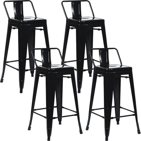 4er-Pack stapelbare Industrie-Hocker aus Stahl, 41 x 41 x 85 cm, Thinia Home