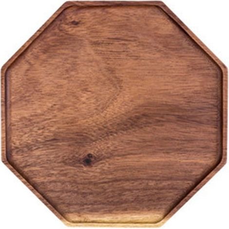 1 pièce Assiette en bois octogonale, plateau polyvalent pour fruits et desserts, vaisselle naturelle élégante pour événements festifs (1/5)