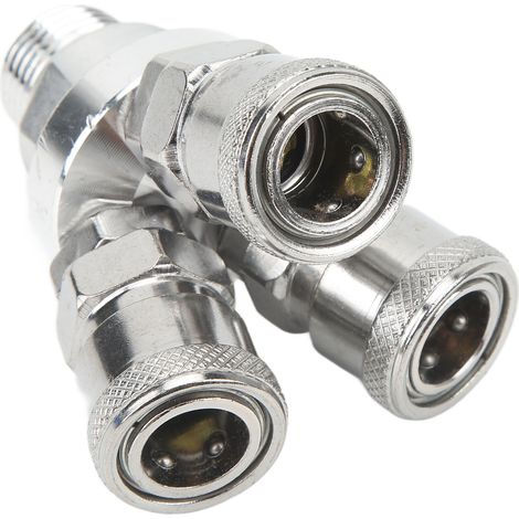 Raccord rapide 3 voies universel, filetage mâle pivotant G1/2, raccord compresseur d'air, embout tournant, connecteur pneumatique, 3 sorties, acier laiton. (1/5)