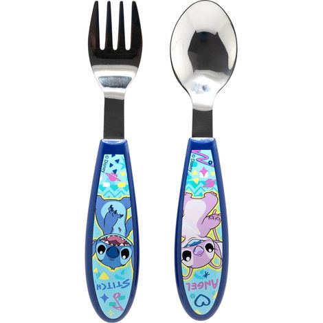 Set 2 Couverts Enfant Acier Inoxydable Fourchette et Cuillère avec Manche Décoré Sans BPA pour Enfants (1/3)