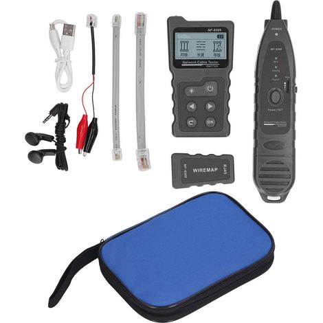 Testeur de câble réseau multifonction POE avec localisation de défauts, traceur de câble, détecteur de ligne, sac inclus
