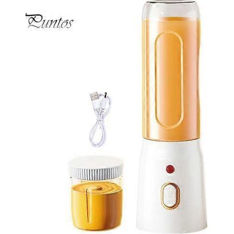 Extracteur de jus électrique portable 450 ml avec agitateur, rechargeable par USB, lames tranchantes et haute vitesse, sans fil. (1/4)