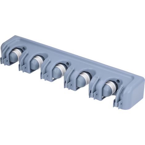 Multifunktionaler, wandmontierter Besen- und Mopphalter, platzsparend, ideal für Küche, Bad, Garten oder Garage. (1/5)