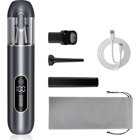 Aspirateur à main sans fil 13000 Pa, mini design pour auto, PC, canapé et maison. Nettoyage des fissures, fonction soufflage, batterie 1800 mAh.
