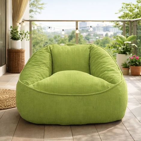 Sitzsack Relaxsessel mit Armlehnen, Ergonomischer Sessel aus Samt, Wohnzimmer, Olivgrün