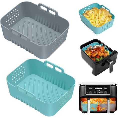 2 Moule Silicone Air Fryer, Antiadhésif 19x14x7cm, Résistant Chaleur 230°C, Pour Panier 7.5L-9.5L