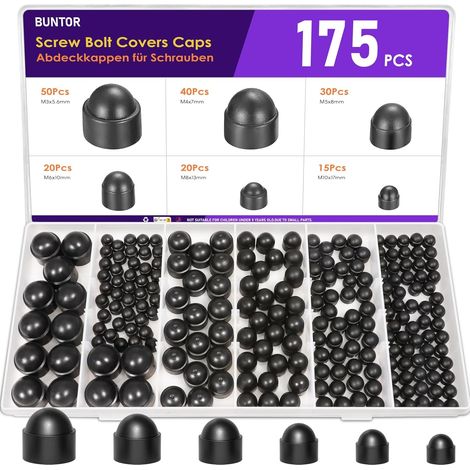 Cache-boulons Plastique Hexagonale M3/M4/M5/M6/M8/M10, Noir (1/5)