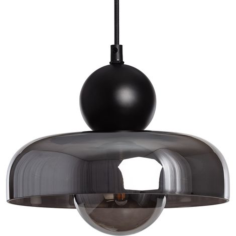 Pendelleuchte Metall und Glas Cailin Rauchgrau (1/5)