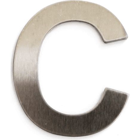 Letra C adhesivo en acero inoxidable 7.5 cm Gris