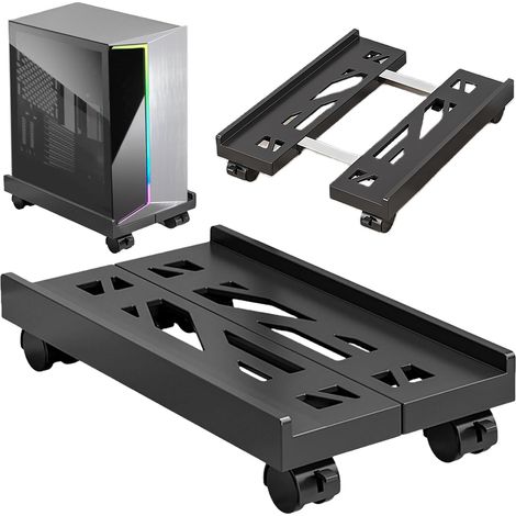Support Tour PC - Roulettes Verrouillables - Largeur Réglable 20-30 cm - Longueur 40 cm - Matériau ABS - Pour Ordinateurs de Bureau - 1 Pièce (1/5)