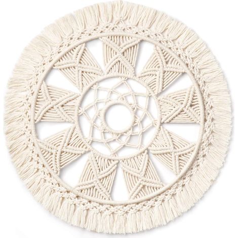 Makramee Wandbehang, Boho Chic Dekor, Wandkunst Kranz, Weihnachtsgeschenk, 15,5"x15,5"