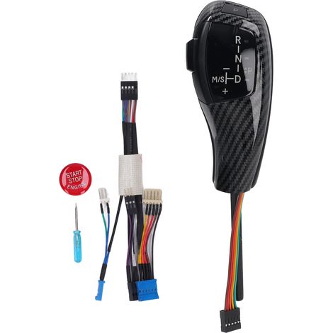 Pommeau de levier de vitesse LED, Kit de rénovation de tête de levier de vitesse avec bouton d'arrêt de démarrage du moteur pour série 5 E39 7 E38 LHD Style Fiber de carbone (1/5)
