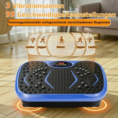 Plateau Vibrant à 99 Niveaux,5 programmes d'entraînement,Moteur Silencieux,Vibrant de Fitness pour la Maison,Bleu (1/5)