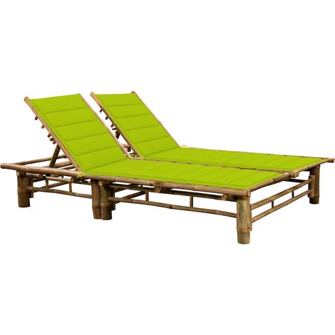 vidaXL Chaise longue pour 2 personnes avec coussins Bambou (1/4)
