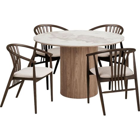 Isa Essgruppe Esstisch 4 Stühle weiß, dunkelbraun, smoked. (1/3)