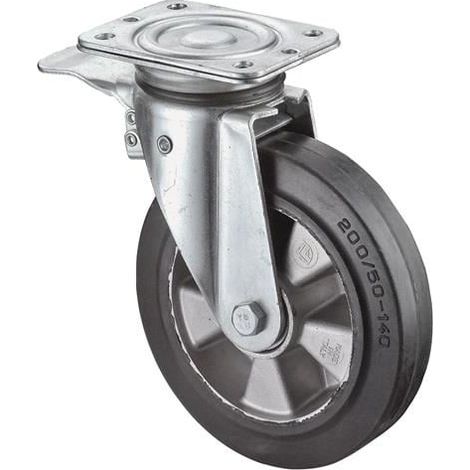 Schwerlastlenkrolle D.200mm Trgf.450kg Totalfesteller Gum.135mm 110mm BS ROLLEN (1/3)