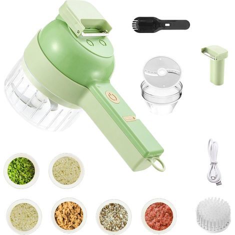 Ensemble de coupe-légumes électriques Robot culinaire portable Chopper végétal Crusheur de pommes de terre sans fil sans fil Signer de broyeur multifonctionnel pour la cuisine de la cuisine, la (1/4)