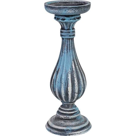 Candelabro de madera azul 11x11x29h cm