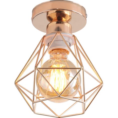 Vintage Deckenlampe Industrial Design Deckenleuchte Käfig Pendelleuchte Gold Ø16cm