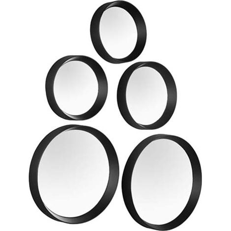 Runde Dekospiegel VIVIEN 5er SET Wandspiegel mit Rahmen in Schwarz (1/5)