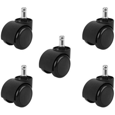 Online Store - Lot de 5 roulettes pour chaise de bureau - 11 mm, noires (1/4)