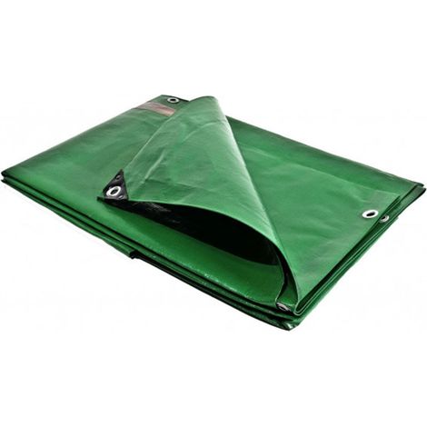 Bâche Jardin 6 x 10m Verte et Marron PE haute résistance 250g/m2 KZ GARDEN (1/3)