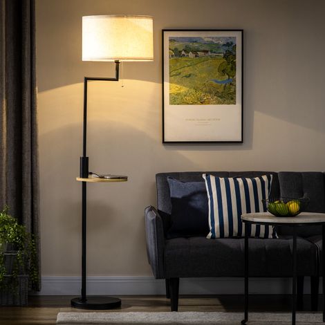 Lampada da terra con mensola e porta USB in acciaio, Ø40 x 168 cm, E27 40 W (1/5)