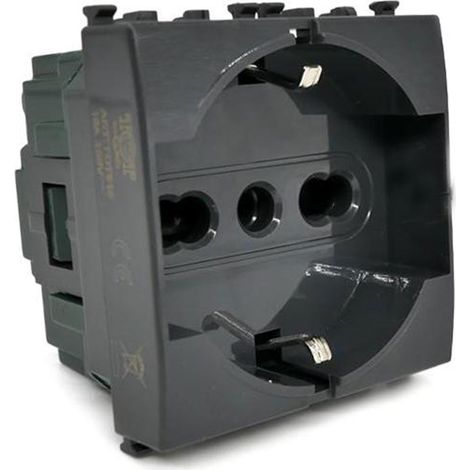 Presa schuko 16A compatibile con vimar plana prese spina 2P presa elettrica a muro spina nero