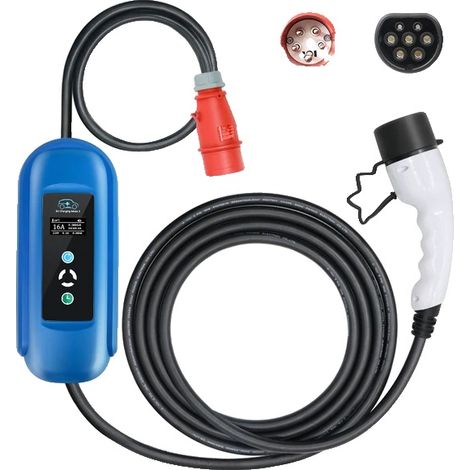 Chargeur EV 11 kW, câble de charge portable 3 phases pour maison et voyage, courant de 16 A, performance de charge rapide et stable, 16A 3P 11KW 5M (1/2)