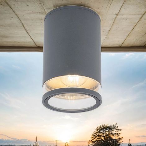 Deckenlampe außen Aluminium B: 11 cm IP44 Graphit E27 rund Modern (1/5)