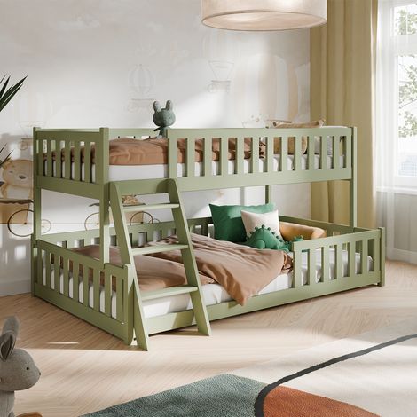 Etagenbett 90-120x200 am Boden inkl. Lattenroste Léane Olive