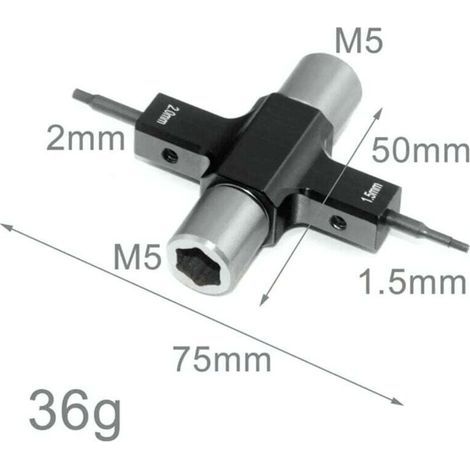 Clé Quadruple M5 Roulement Unidirectionnel Tournevis 1,5 mm 2 mm Moteur Hélice Drone Course RC FPV (1/4)