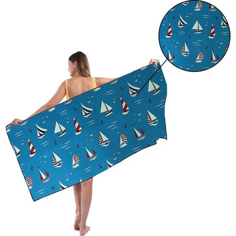 1 Serviette de plage en microfibre, séchage rapide, sans sable, diamètre 160 cm, avec sac de transport, pour voyage, camping, piscine (1/5)