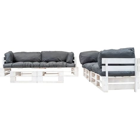 Maison Exclusive - Set Divani da Giardino Pallet 6 pz con Cuscini Grigi in Legno (1/3)